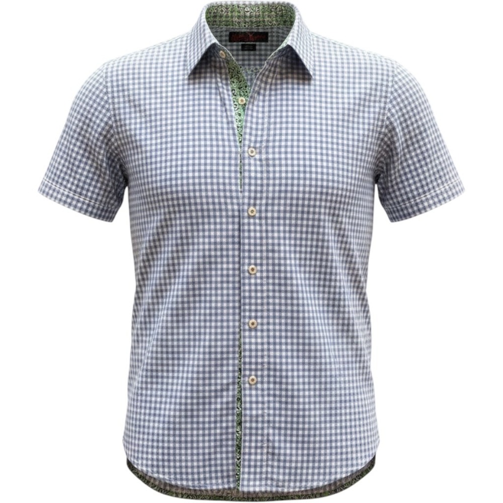 Robert Graham‎ X Collection Mens Blue Gingham Short Sleeve Button Down Shirt L